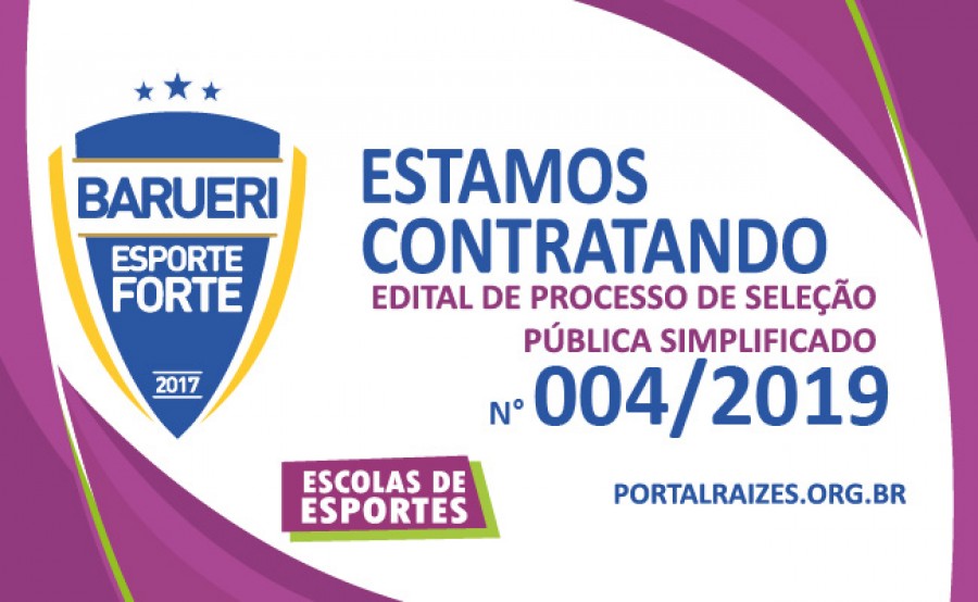 Edital de Sele&ccedil;&atilde;o P&uacute;blica 04/2019 &ndash; Programa Barueri Esporte Forte